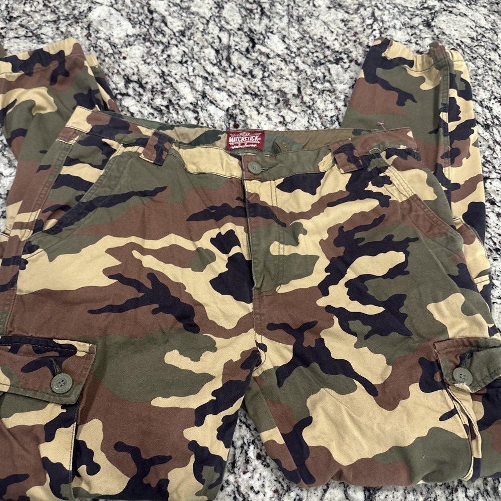 Matchstick Mens Camo Cargo Pants Size 38 Woodland Camouflage Tactical Utility
